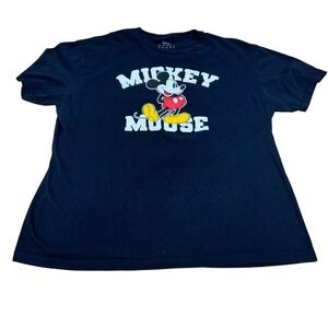 Disney Mickey Mouse Graphic Tee T-Shirt‎ Black Cotton Blend Women's Plus Size 1X
